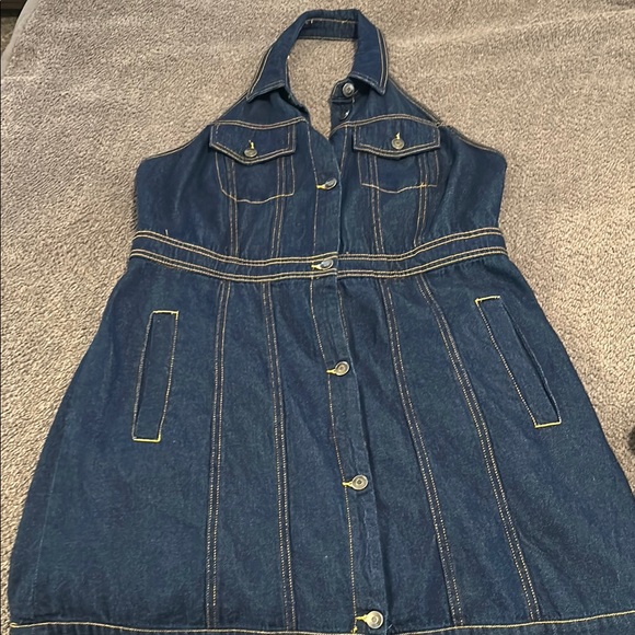 Dresses & Skirts - Gorgeous Halter top denim dress. Size 14. NWOT